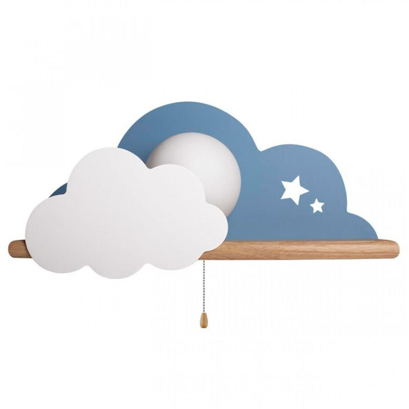 Бра с полкой голубое Облако Wall Lamp Blue Cloud Голубой Древесина Бра с полкой голубое Облако Wall Lamp Blue Cloud Голубой Древесина в Кирове | Loft Concept