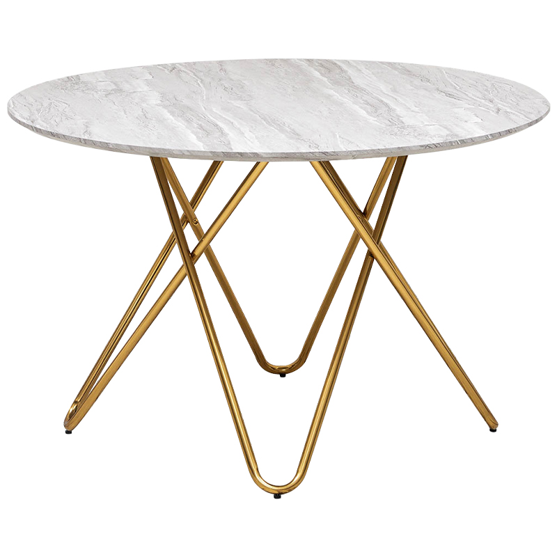 Обеденный круглый стол Alanis Round Dinner Table Золотой Белый Серый Обеденный круглый стол Alanis Round Dinner Table Золотой Белый Серый в Кирове | Loft Concept