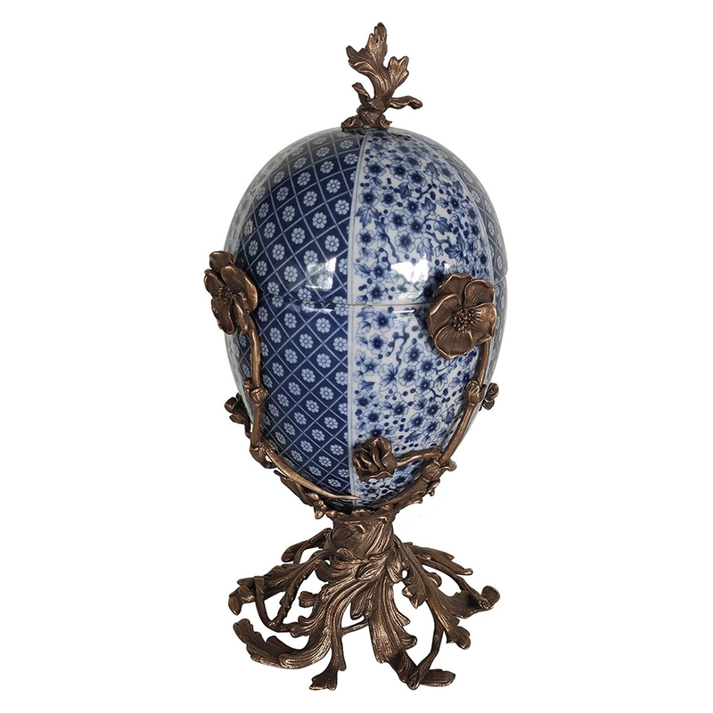 Шкатулка фарфоровая на бронзовой подставке Porcelain & Bronze Синий Бронза Шкатулка фарфоровая на бронзовой подставке Porcelain & Bronze Синий Бронза в Кирове | Loft Concept
