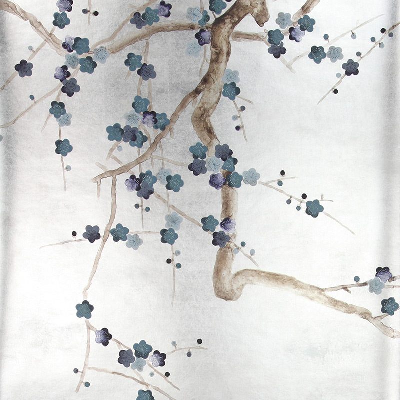 Обои ручная роспись Plum Blossom Colourway SC-81 on Tarnished Silver gilded paper with d?sargenter pearlescent antiquing Обои ручная роспись Plum Blossom Colourway SC-81 on Tarnished Silver gilded paper with d?sargenter pearlescent antiquing в Кирове | Loft Concept