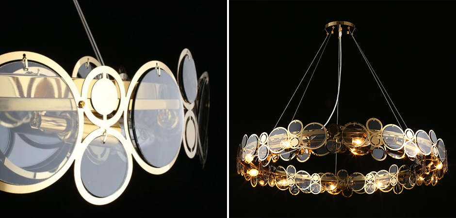 Люстра с дымчатым стеклом Golden Circles Люстра с дымчатым стеклом Golden Circles - Loft-Concept в Кирове