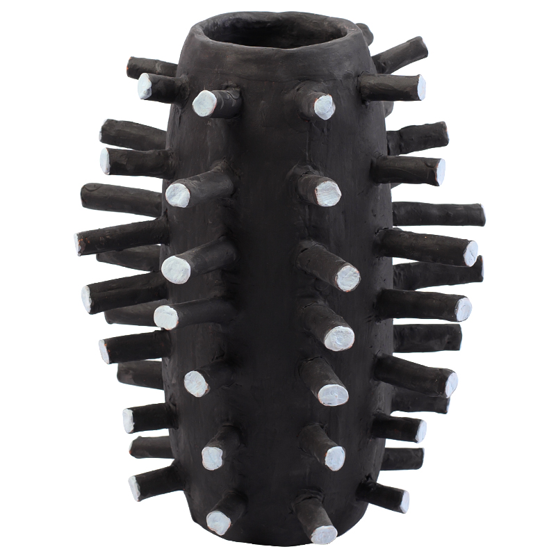Ваза Shany Round Spikes Vase Черный Светло-голубой Ваза Shany Round Spikes Vase Черный Светло-голубой в Кирове | Loft Concept