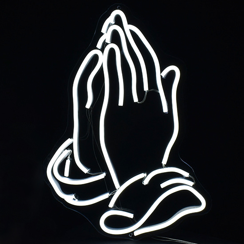 Неоновая настенная лампа Praying Hands Neon Wall Lamp Белый Прозрачный Неоновая настенная лампа Praying Hands Neon Wall Lamp Белый Прозрачный в Кирове | Loft Concept
