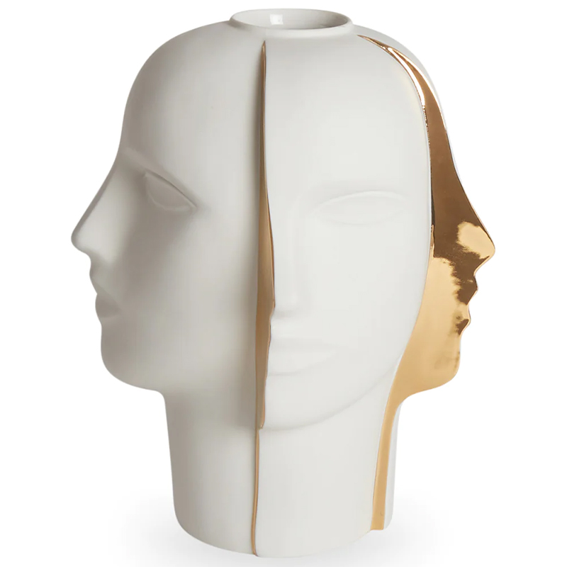 Ваза Jonathan Adler ATLAS SPLIT VASE Белый Глянцевое золото Ваза Jonathan Adler ATLAS SPLIT VASE Белый Глянцевое золото в Кирове | Loft Concept