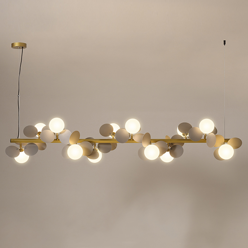 Люстра MATISSE Chandelier Line Золотой Белый Светло-серый Люстра MATISSE Chandelier Line Золотой Белый Светло-серый в Кирове | Loft Concept
