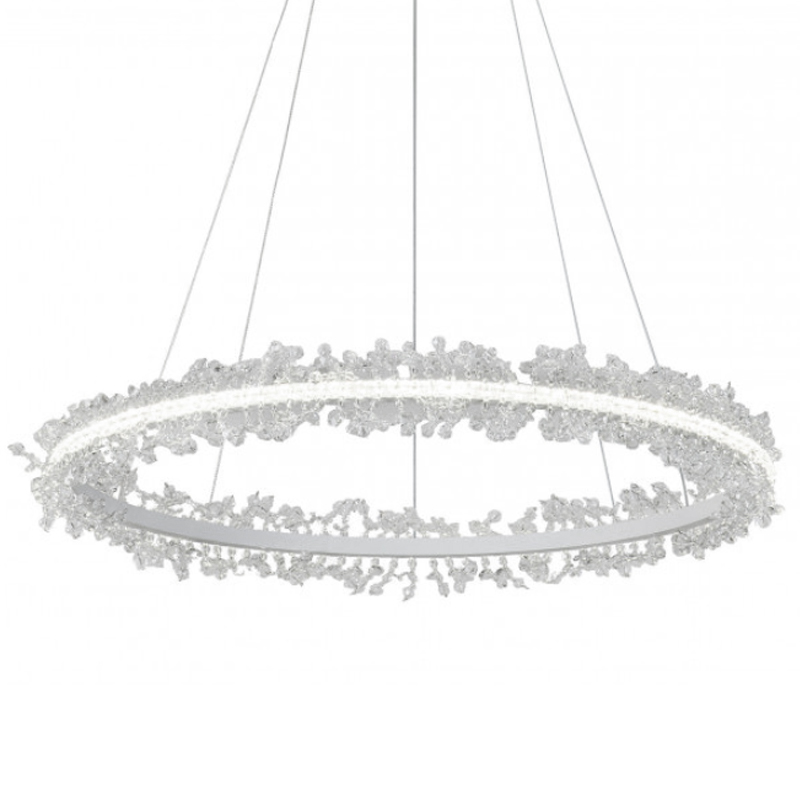 Crystal round chandelier Светильник Белое Кольцо из Хрусталя Прозрачный Латунь Crystal round chandelier Светильник Белое Кольцо из Хрусталя Прозрачный Латунь в Кирове | Loft Concept