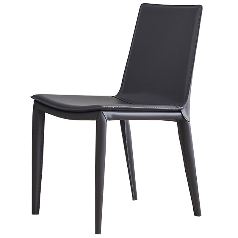 Стул с кожаной обивкой Elbert Chair Grey Серый Серый Стул с кожаной обивкой Elbert Chair Grey Серый Серый в Кирове | Loft Concept