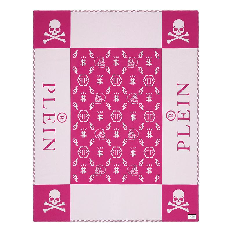 Плед Philipp Plein Plaid Cashmere Skull Pink Розовый Белый Плед Philipp Plein Plaid Cashmere Skull Pink Розовый Белый в Кирове | Loft Concept