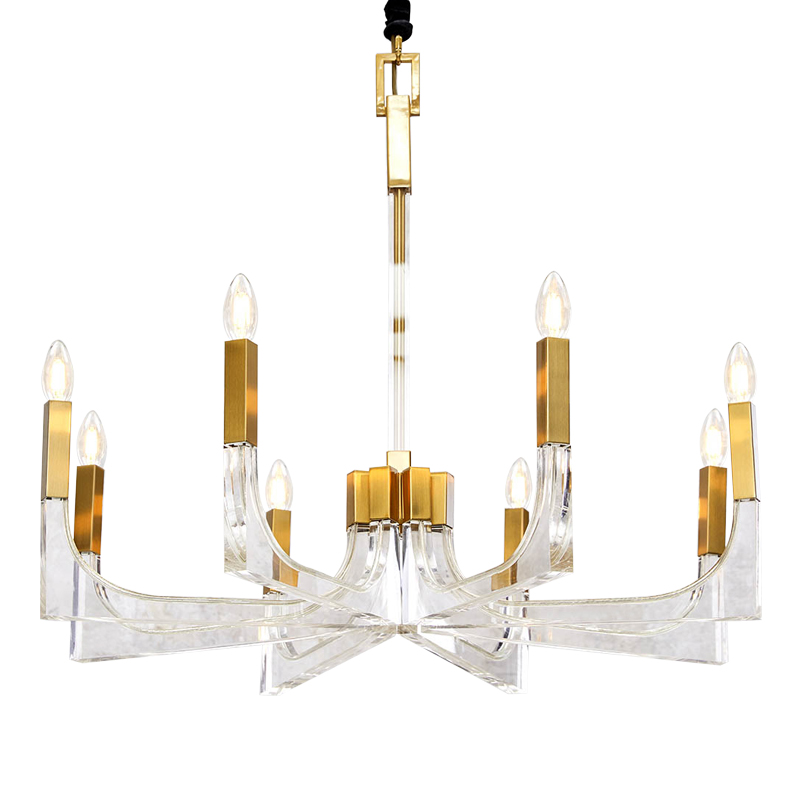 Люстра акриловая Acrylic Chandelier Золотой Прозрачный Люстра акриловая Acrylic Chandelier Золотой Прозрачный в Кирове | Loft Concept
