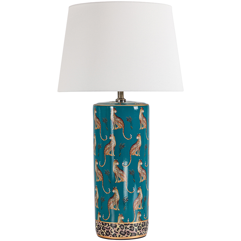 Настольная лампа с абажуром Leopard Lampshade Emerald Изумрудный Белый Коричневый Настольная лампа с абажуром Leopard Lampshade Emerald Изумрудный Белый Коричневый в Кирове | Loft Concept