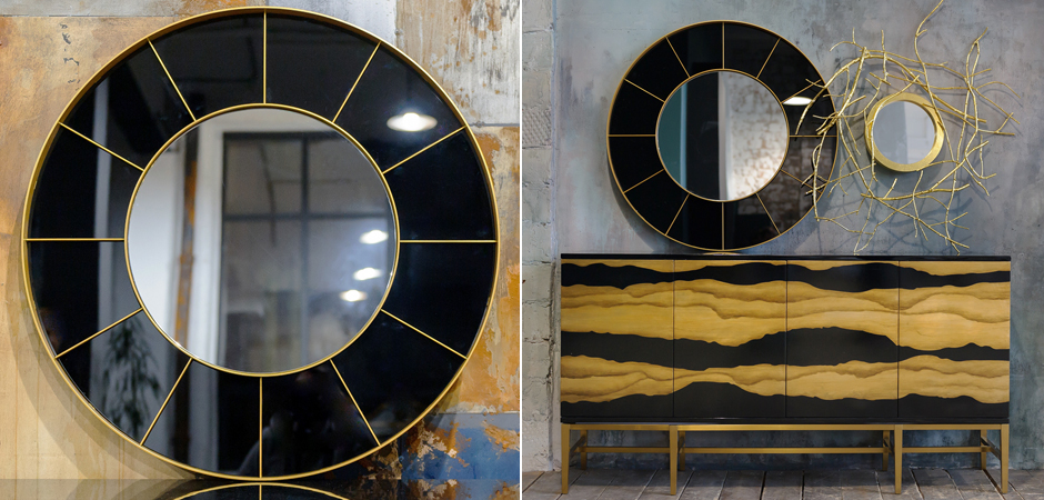 Зеркало Sectors Circle Mirror black Зеркало Sectors Circle Mirror black - Loft-Concept в Кирове