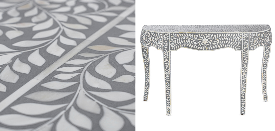 Консоль серый орнамент отделка кость BONE INLAY CONSOL TABLE Консоль серый орнамент отделка кость BONE INLAY CONSOL TABLE - Loft-Concept в Кирове