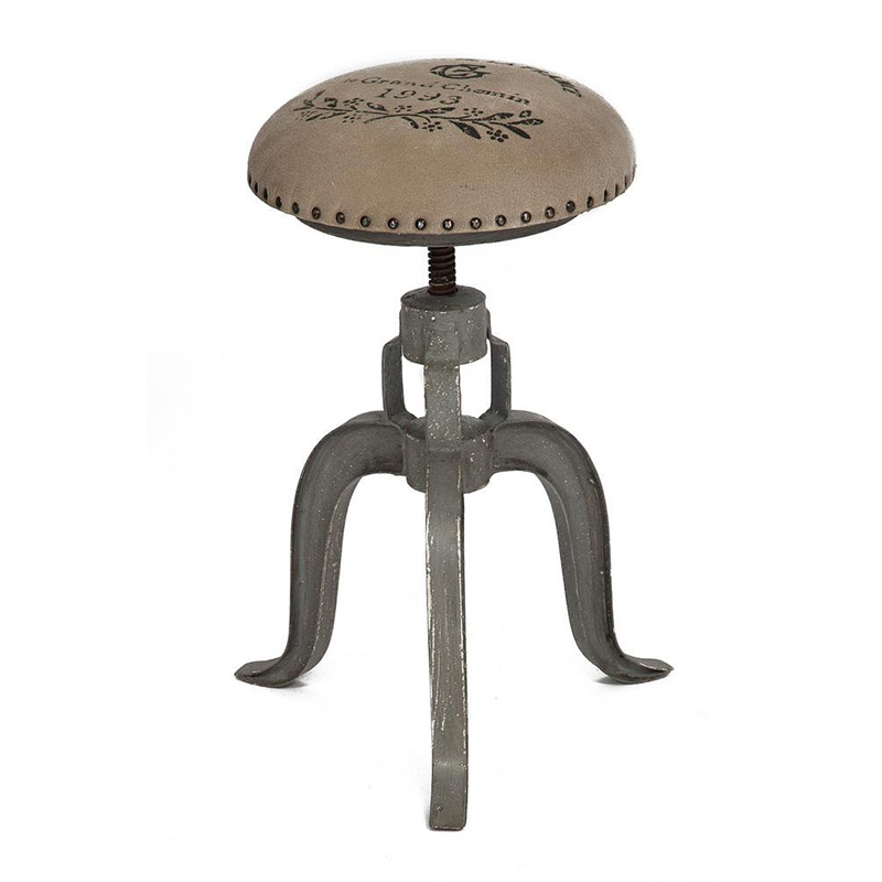 Барный стул Antique Metal Bar Stool Серый Бежево-серый Барный стул Antique Metal Bar Stool Серый Бежево-серый в Кирове | Loft Concept