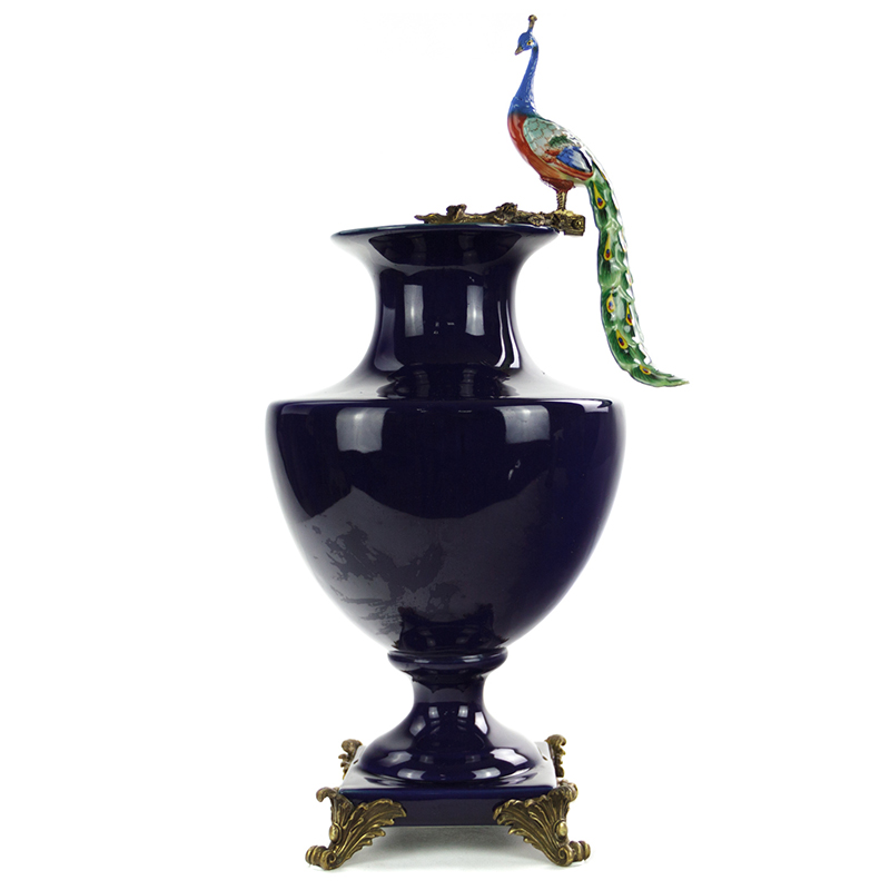 Ваза Selenia Blue Vase Peacock Темно-синий Бронза Ваза Selenia Blue Vase Peacock Темно-синий Бронза в Кирове | Loft Concept