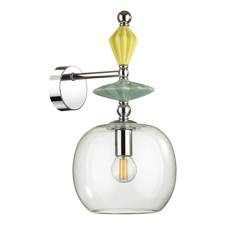 Бра Iris Glas wall lamp A chrome Прозрачное Стекло Прозрачный зеленый Желтый Хром Бра Iris Glas wall lamp A chrome Прозрачное Стекло Прозрачный зеленый Желтый Хром в Кирове | Loft Concept