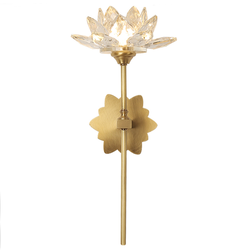 Настенный светильник Хрустальный Цветок Лотоса Lotus flower Wall Clear Glass C Латунь Прозрачное Стекло Настенный светильник Хрустальный Цветок Лотоса Lotus flower Wall Clear Glass C Латунь Прозрачное Стекло в Кирове | Loft Concept
