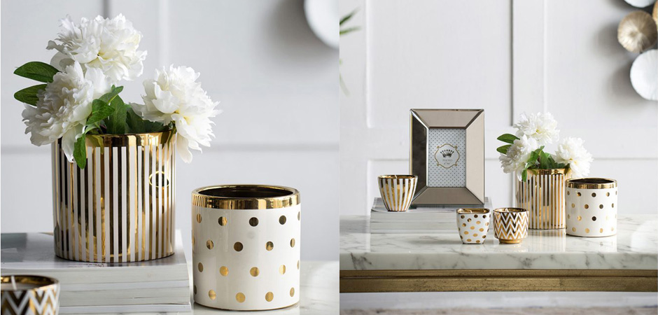 Ваза Gold & White Stripes Ваза Gold & White Stripes - Loft-Concept в Кирове
