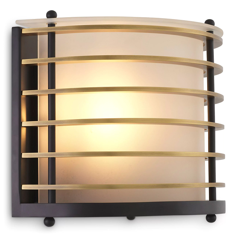Бра Eichholtz Wall Lamp Logan Черный Латунь Белое матовое стекло Бра Eichholtz Wall Lamp Logan Черный Латунь Белое матовое стекло в Кирове | Loft Concept