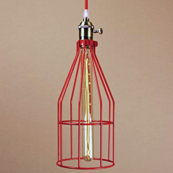 Подвесной светильник Wire Cage Pendant Twix Red Красный Подвесной светильник Wire Cage Pendant Twix Red Красный в Кирове | Loft Concept