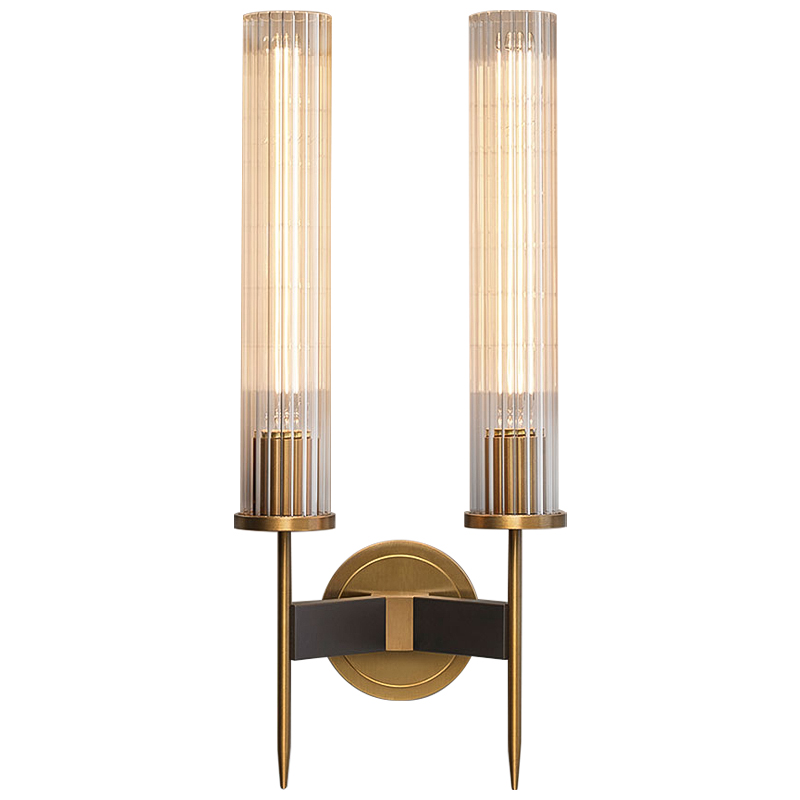 Бра Jonathan Browning ALOUETTE DOUBLE SCONCE Прозрачное Стекло Латунь Черный Бра Jonathan Browning ALOUETTE DOUBLE SCONCE Прозрачное Стекло Латунь Черный в Кирове | Loft Concept