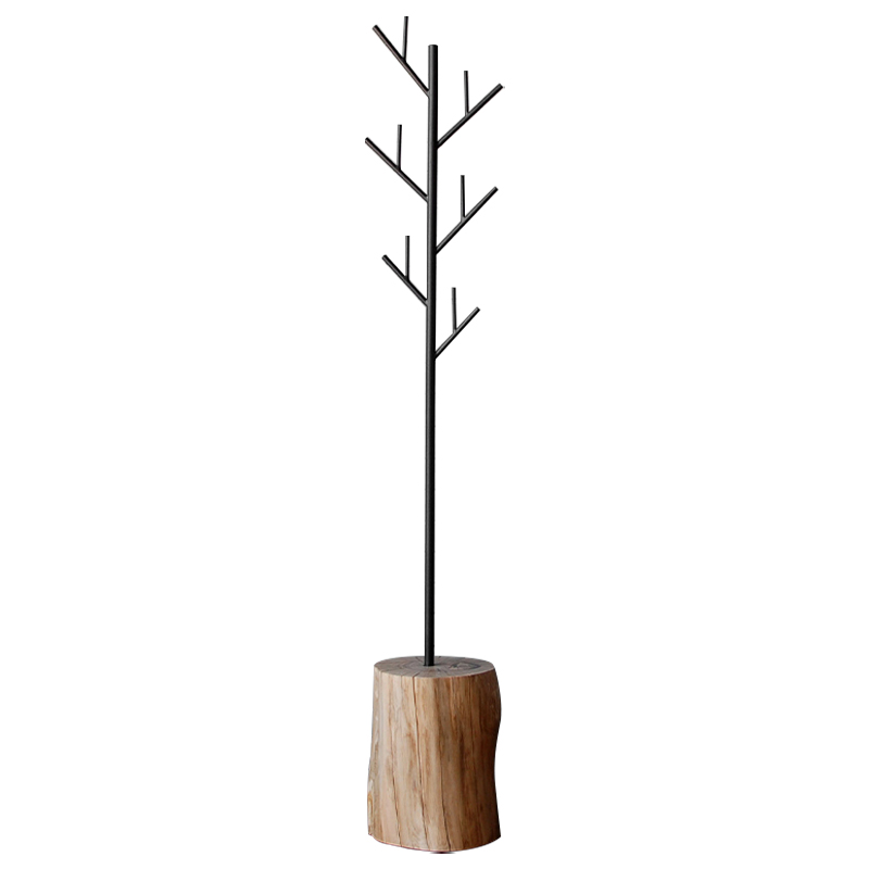 Вешалка Metal Branches and Stump Floor Hanger Black Черный Светлый дуб Вешалка Metal Branches and Stump Floor Hanger Black Черный Светлый дуб в Кирове | Loft Concept