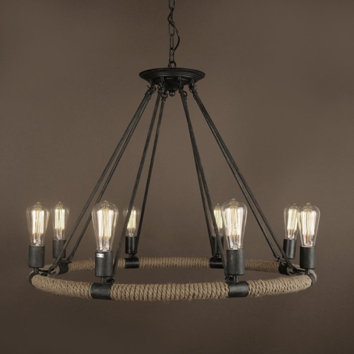 Люстра Round Tube Loft Rope Light Черный Люстра Round Tube Loft Rope Light Черный в Кирове | Loft Concept