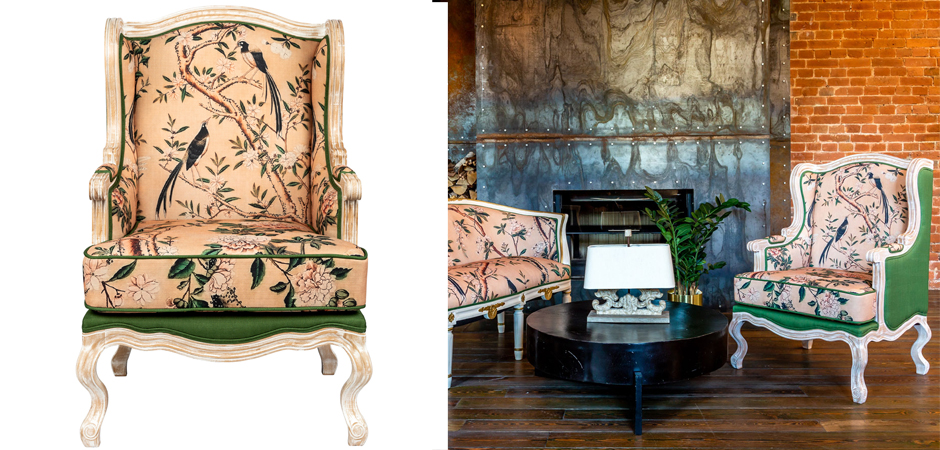 Кресло Beige and Green Chinoiserie Armchair Кресло Beige and Green Chinoiserie Armchair - Loft-Concept в Кирове