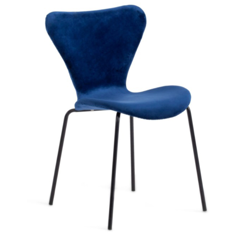 Стул Julissa Blue Chair флок Синий Черный Стул Julissa Blue Chair флок Синий Черный в Кирове | Loft Concept