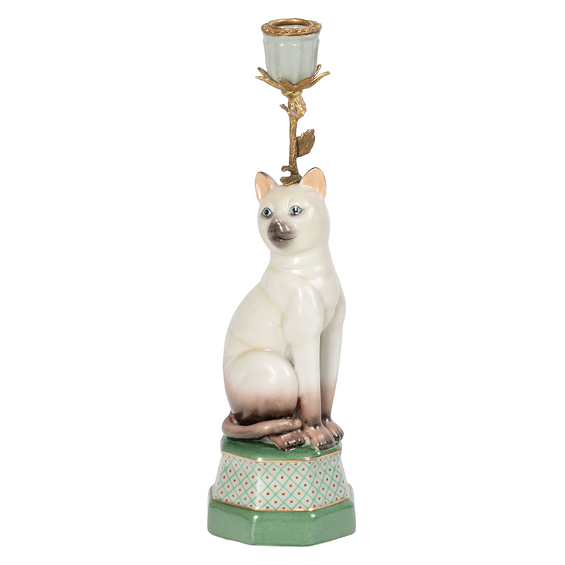 Подсвечник фигурка Кошка Candlestick cat Белый Мульти в Кирове | Loft Concept 