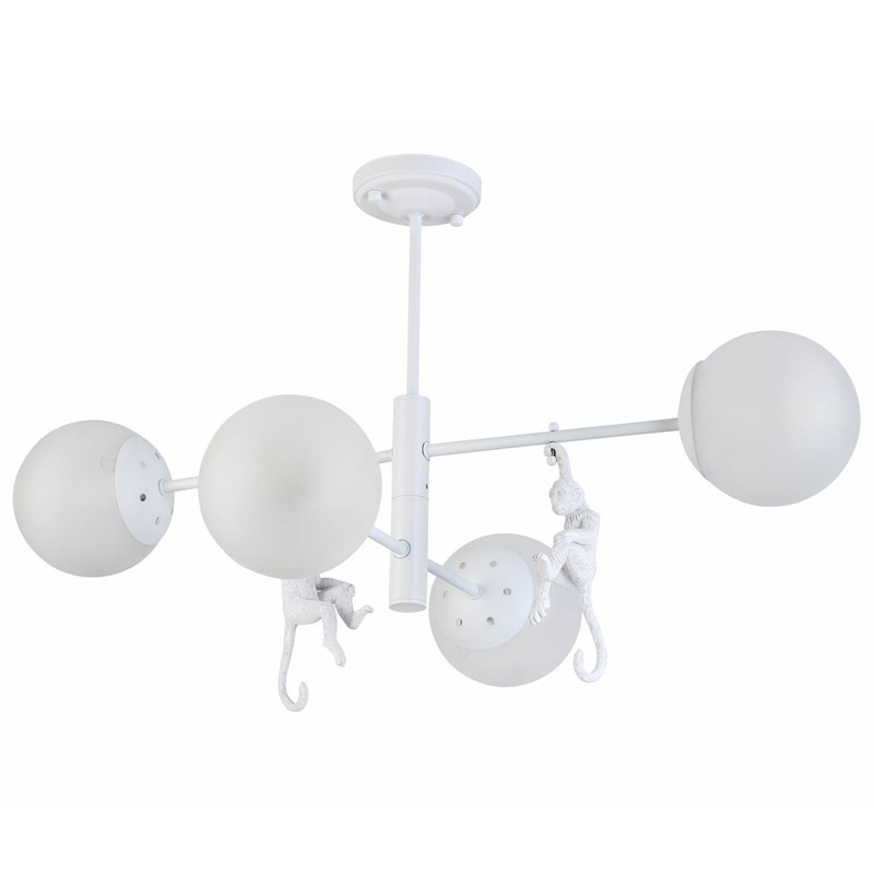Потолочная люстра Hanging Monkey 4 lamp Белый Потолочная люстра Hanging Monkey 4 lamp Белый в Кирове | Loft Concept