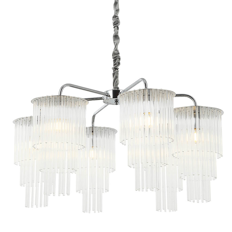 Люстра Harrison Chandelier chrome 6 lamp Хром Прозрачный Люстра Harrison Chandelier chrome 6 lamp Хром Прозрачный в Кирове | Loft Concept