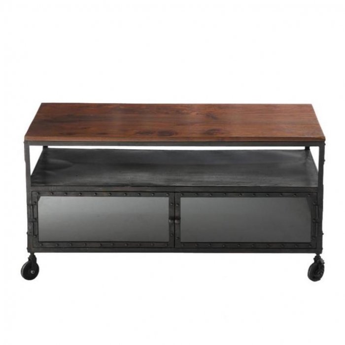 Тумба в стиле Индастриал на колёсах Industrial Bar Oak Chest mini Черный Тумба в стиле Индастриал на колёсах Industrial Bar Oak Chest mini Черный в Кирове | Loft Concept