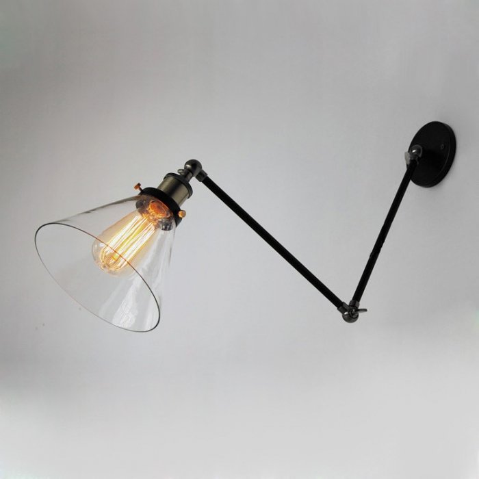 Бра Gloce Cone Shade Loft Industrial Glass Черный в Кирове | Loft Concept 