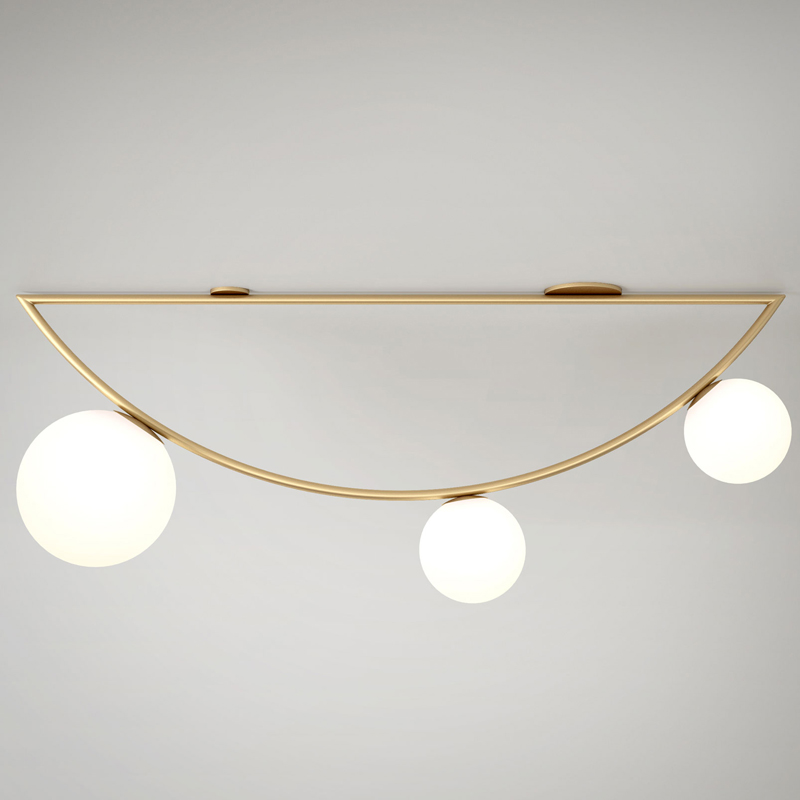 Потолочный светильник Atelier Areti Girlande Ceiling Crescent 3 Латунь Белый в Кирове | Loft Concept 
