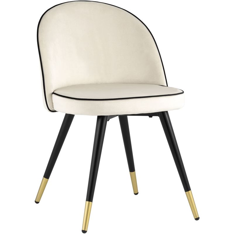 Стул Cooper Chair LUX Молочный Велюр с Черным кантом Молочный Черный в Кирове | Loft Concept 