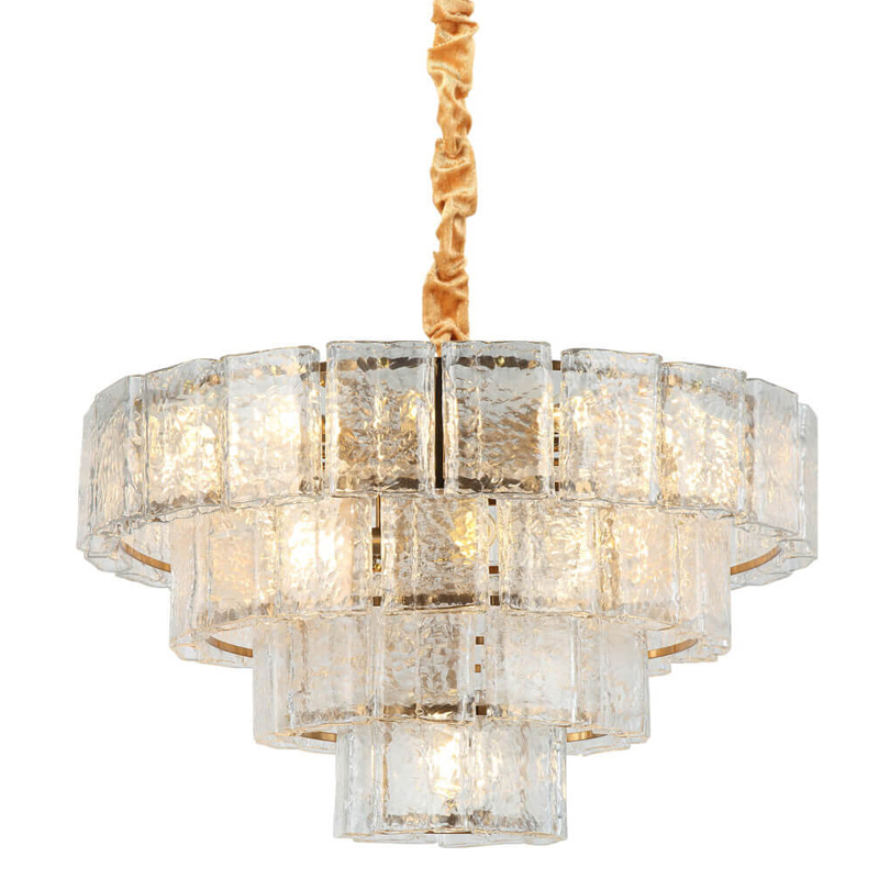 Люстра многоярусная Textured Glass Chandelier D80 Прозрачное Стекло Бронза Люстра многоярусная Textured Glass Chandelier D80 Прозрачное Стекло Бронза в Кирове | Loft Concept