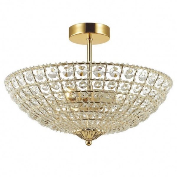 Потолочный светильник Casbah Crystal Top Lamp 3 Gold Прозрачный Глянцевое золото Потолочный светильник Casbah Crystal Top Lamp 3 Gold Прозрачный Глянцевое золото в Кирове | Loft Concept
