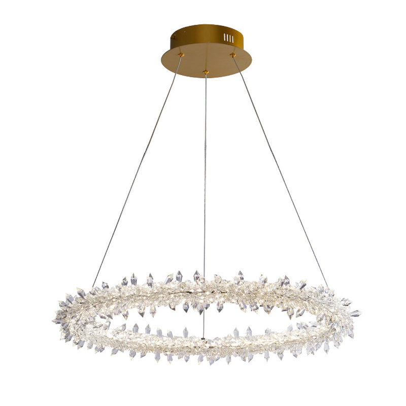 Люстра Crystal round chandelier Прозрачный Латунь Люстра Crystal round chandelier Прозрачный Латунь в Кирове | Loft Concept
