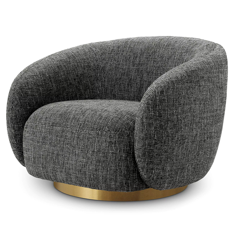 Кресло Eichholtz Swivel Chair Brice Rocat Black Серый Черный Латунь в Кирове | Loft Concept 