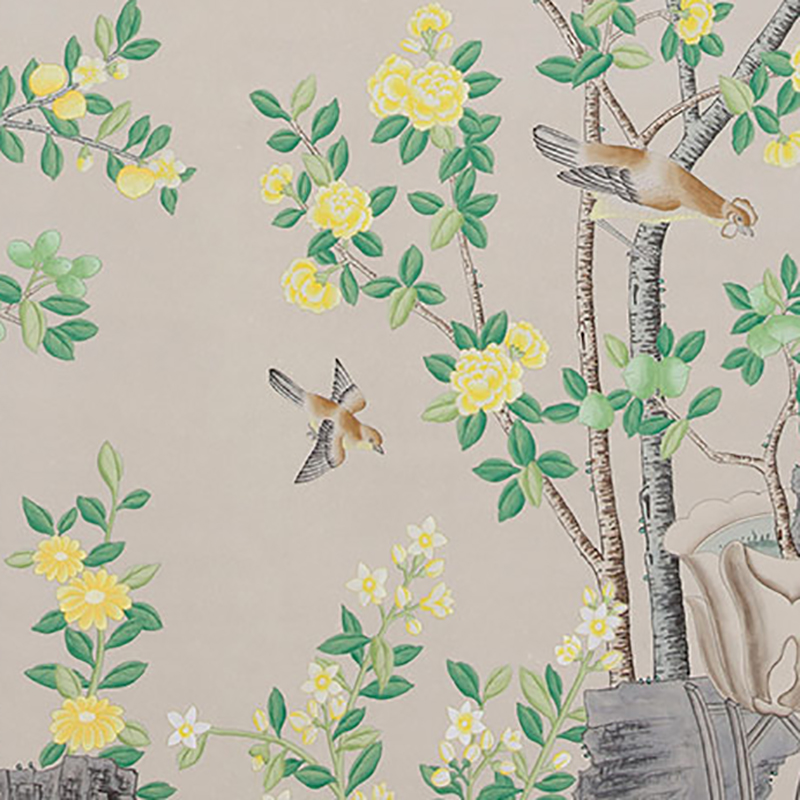 Обои ручная роспись Jardinieres & Citrus Trees Silver metallic  в Кирове | Loft Concept 
