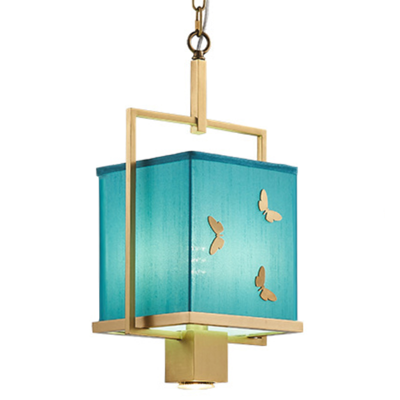 Светильник с бабочками Butterflies Blue Background Hanging lamp Латунь Бирюзовый Светильник с бабочками Butterflies Blue Background Hanging lamp Латунь Бирюзовый в Кирове | Loft Concept