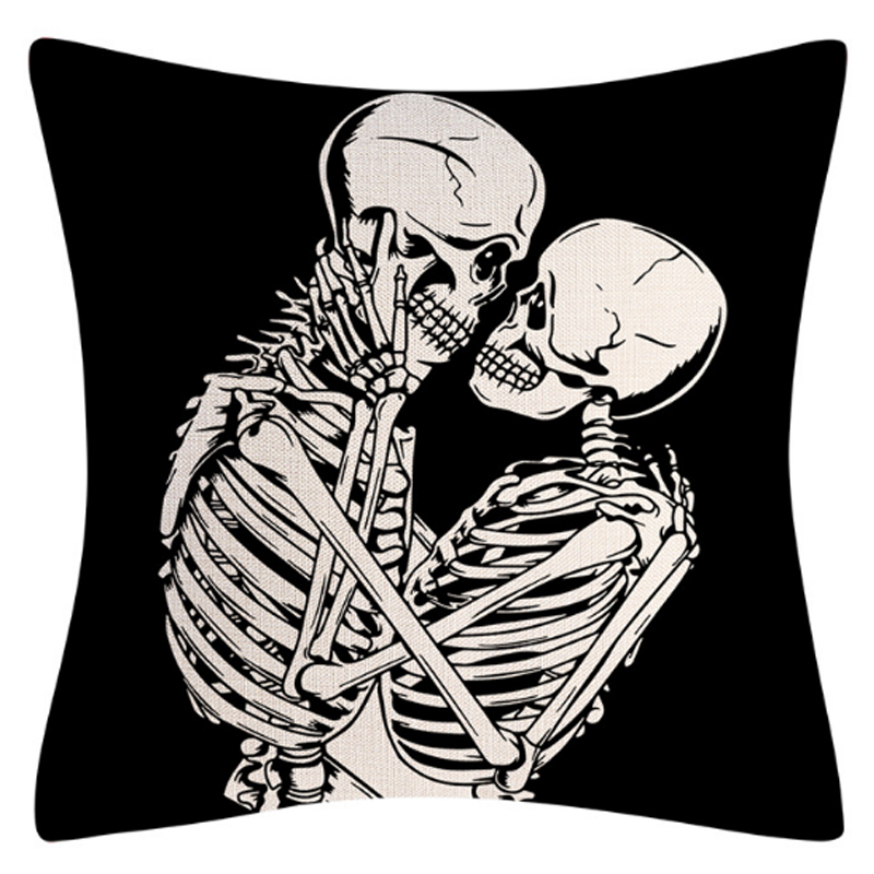 Подушка на Хэллоуин Skeleton in love Черно-белый Подушка на Хэллоуин Skeleton in love Черно-белый в Кирове | Loft Concept