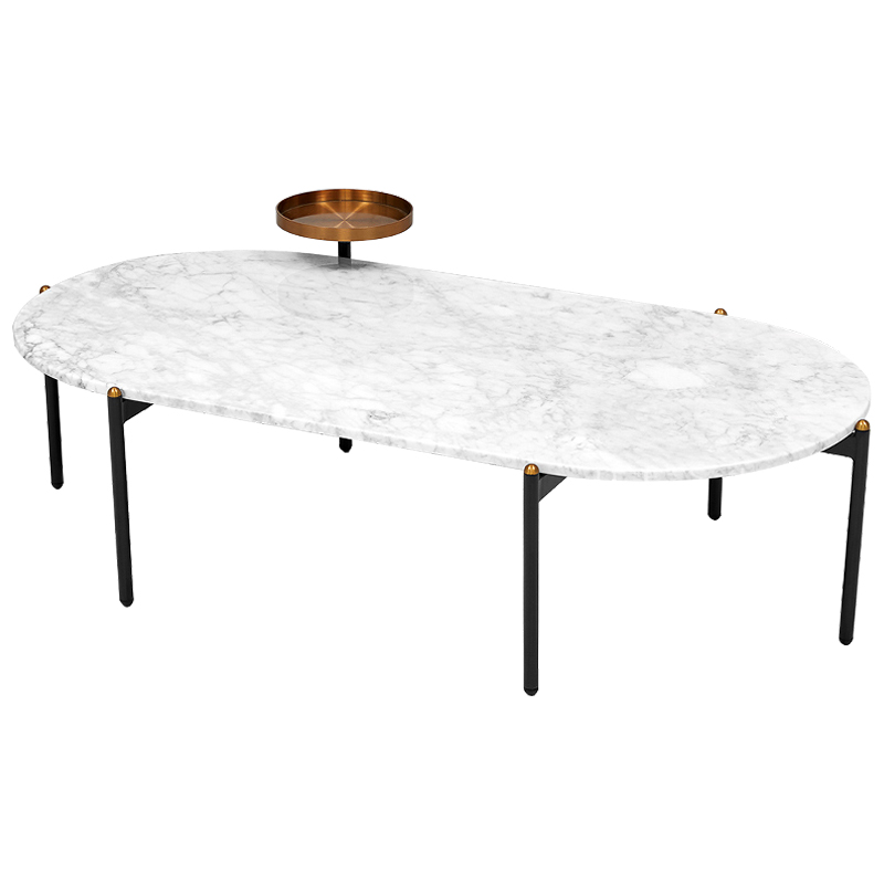 Кофейный стол с белой каменной столешницей Macias Coffee Table White Белый Черный Медь Кофейный стол с белой каменной столешницей Macias Coffee Table White Белый Черный Медь в Кирове | Loft Concept