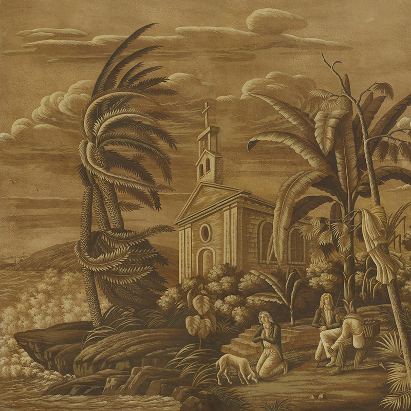 Обои ручная роспись Paul et Virginie Sepia on antique scenic Xuan paper Обои ручная роспись Paul et Virginie Sepia on antique scenic Xuan paper в Кирове | Loft Concept