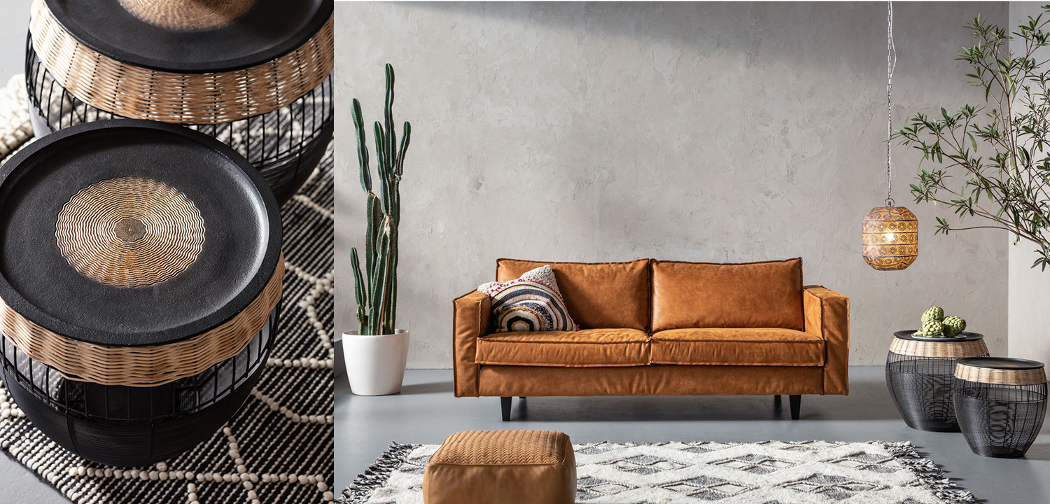 Комплект приставных столов African Wicker Drums - фото