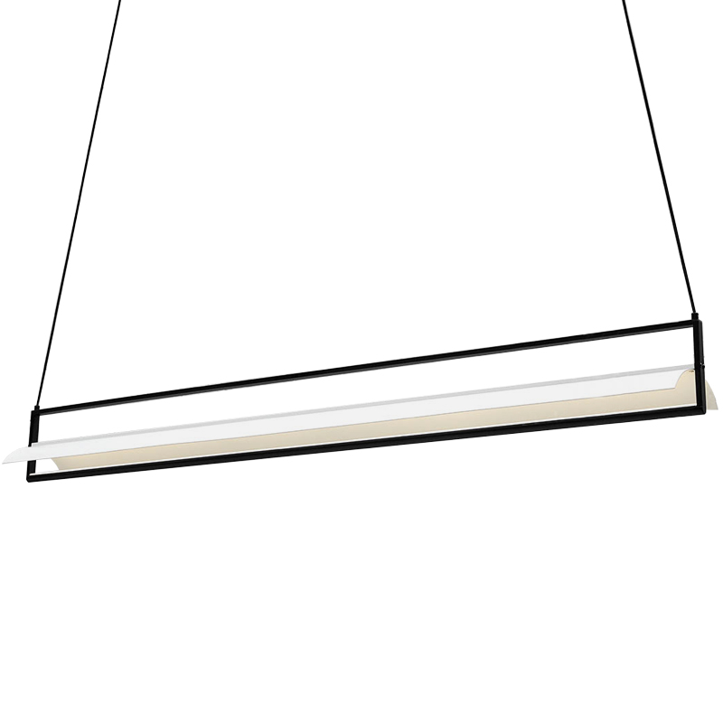 Дизайнерский линейный подвесной светильник CANVAS LINEAR RECTANGULAR HANGING LAMP Черный Белый Дизайнерский линейный подвесной светильник CANVAS LINEAR RECTANGULAR HANGING LAMP Черный Белый в Кирове | Loft Concept
