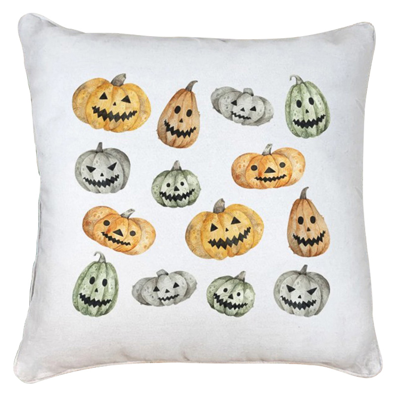 Подушка Halloween Pumpkin Белый Оранжевый Серый Подушка Halloween Pumpkin Белый Оранжевый Серый в Кирове | Loft Concept