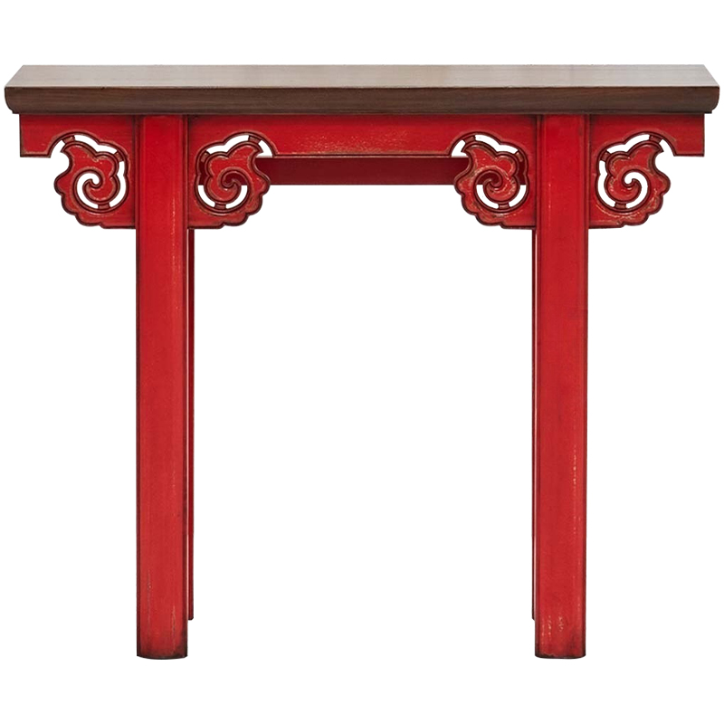 Деревянная консоль в китайском стиле красная Tang Console Table Красный Коричневый Деревянная консоль в китайском стиле красная Tang Console Table Красный Коричневый в Кирове | Loft Concept