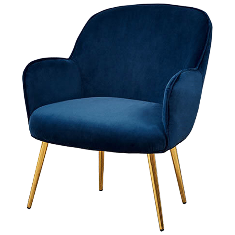 Кресло Waldeck Chair Blue Синий Глянцевое золото Кресло Waldeck Chair Blue Синий Глянцевое золото в Кирове | Loft Concept