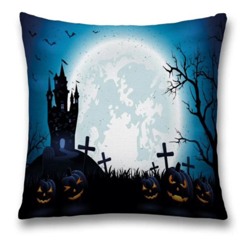 Подушка Halloween Moon Черный Синий Подушка Halloween Moon Черный Синий в Кирове | Loft Concept